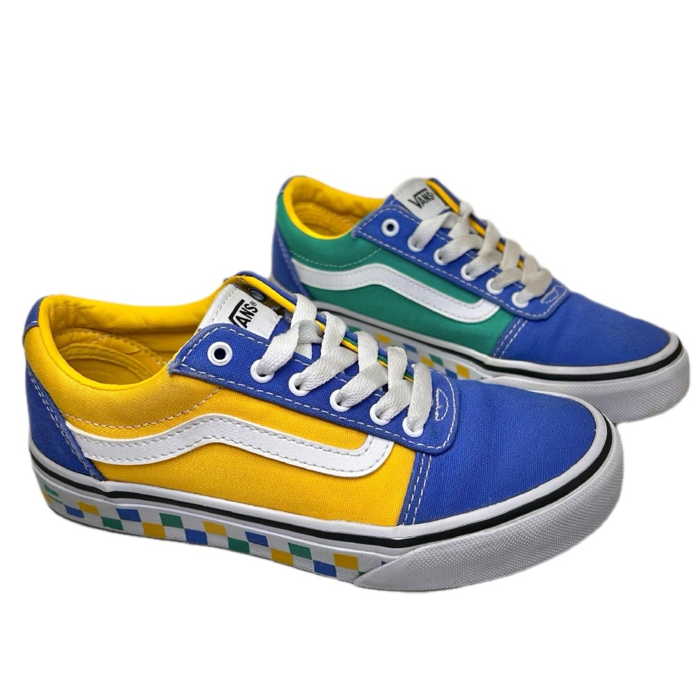 Vans Off the Wall youth size 2 Multicolor Sneakers low top lace up canvas unisex